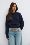 Knitted fitted sweater - Navy blazer