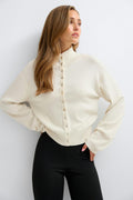 Turtleneck knitted cardigan - Chocolate brown