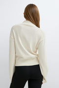 Turtleneck knitted cardigan - Chocolate brown