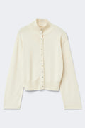Turtleneck knitted cardigan - Chocolate brown