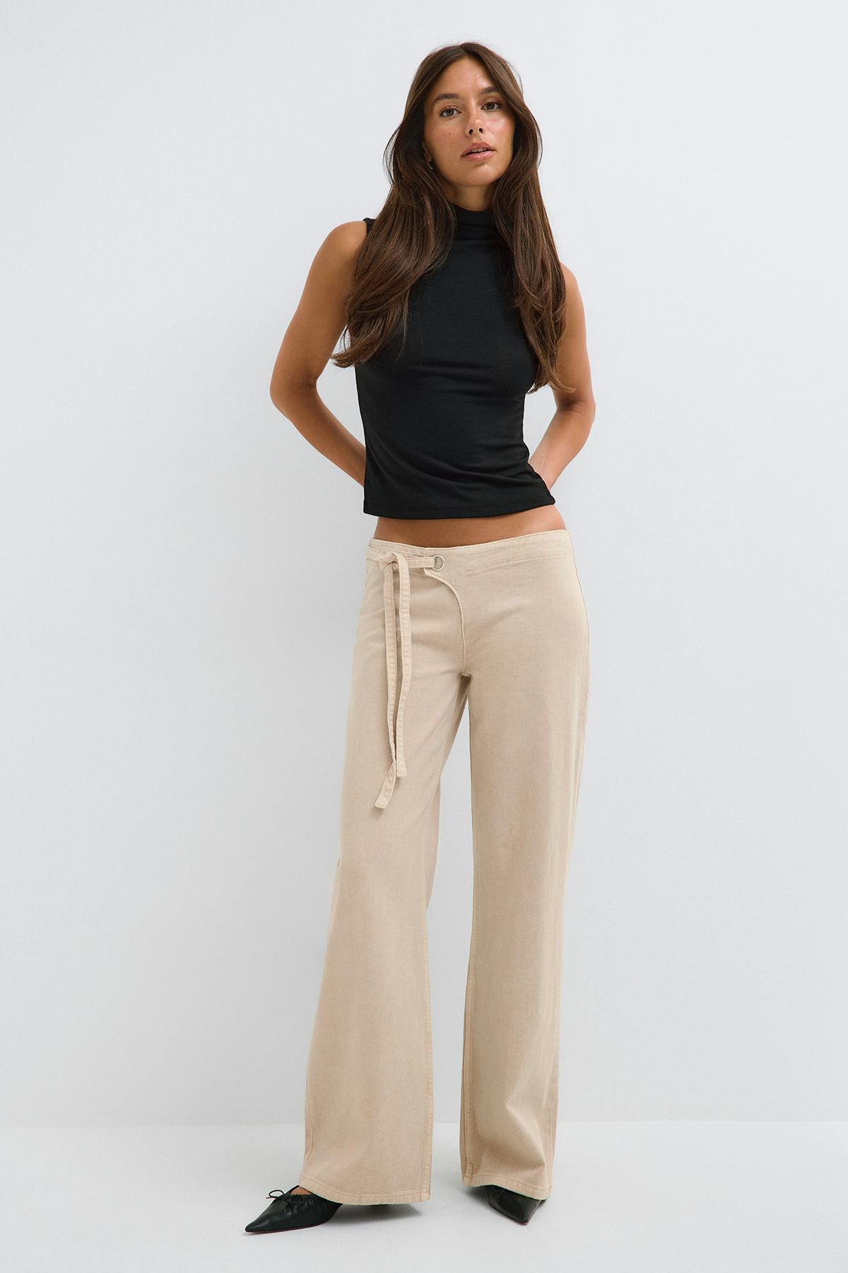 Side knot jeans - Blanc cassé
