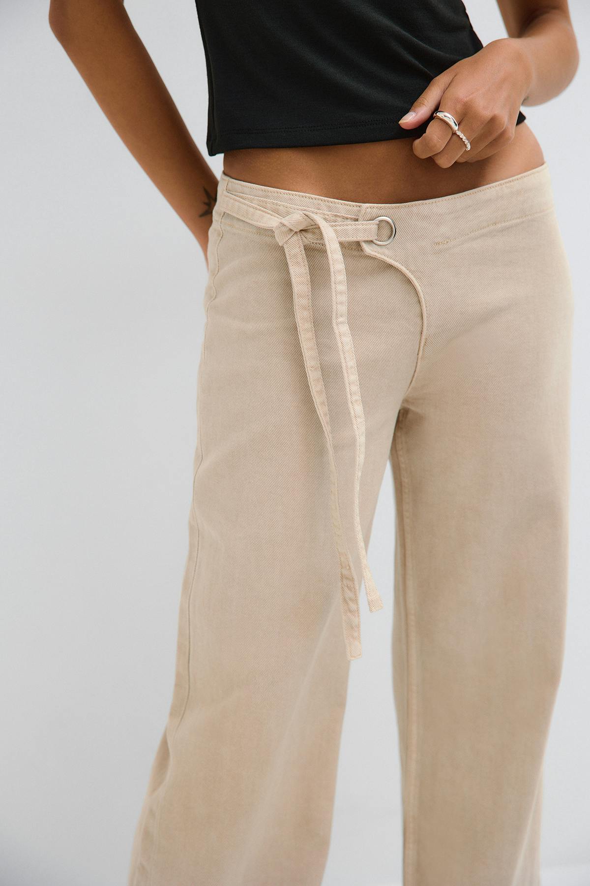 Side knot jeans - Blanc cassé