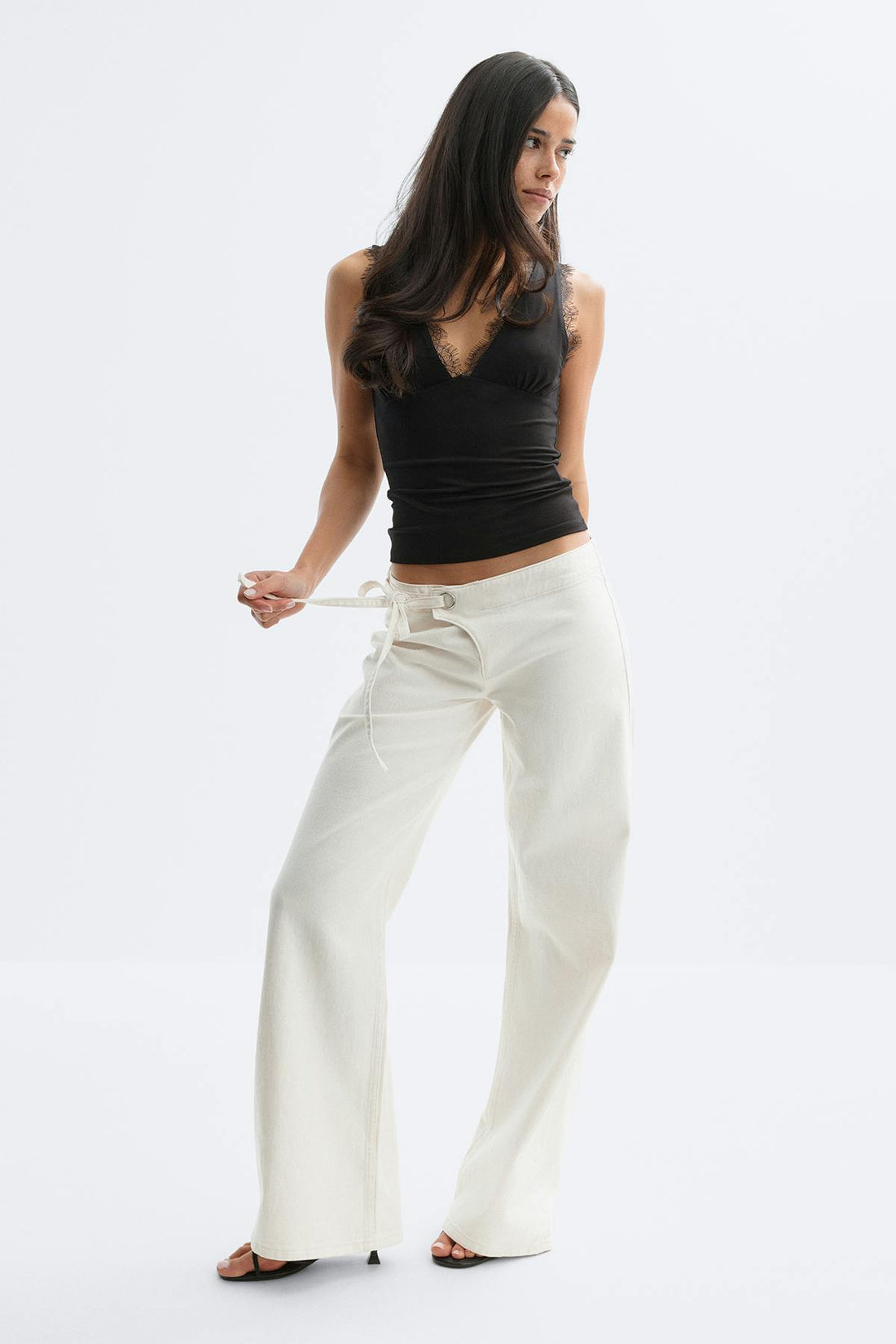 Side knot jeans - Blanc cassé