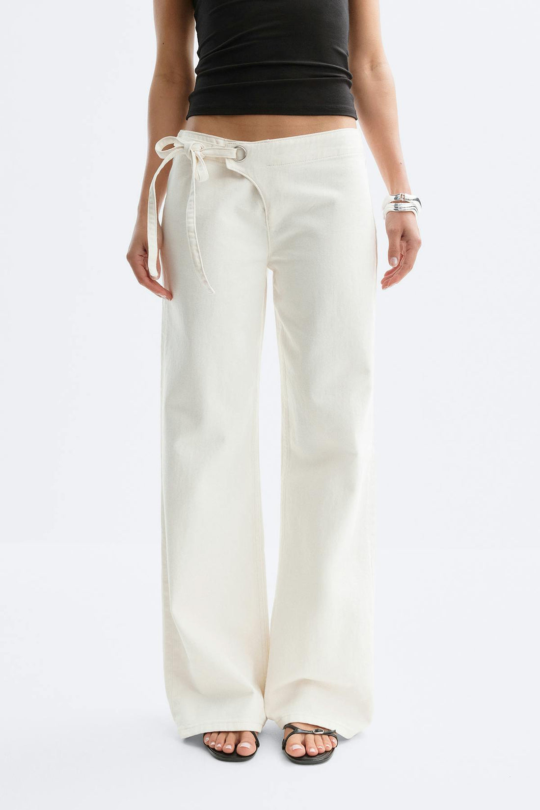 Side knot jeans - Blanc cassé