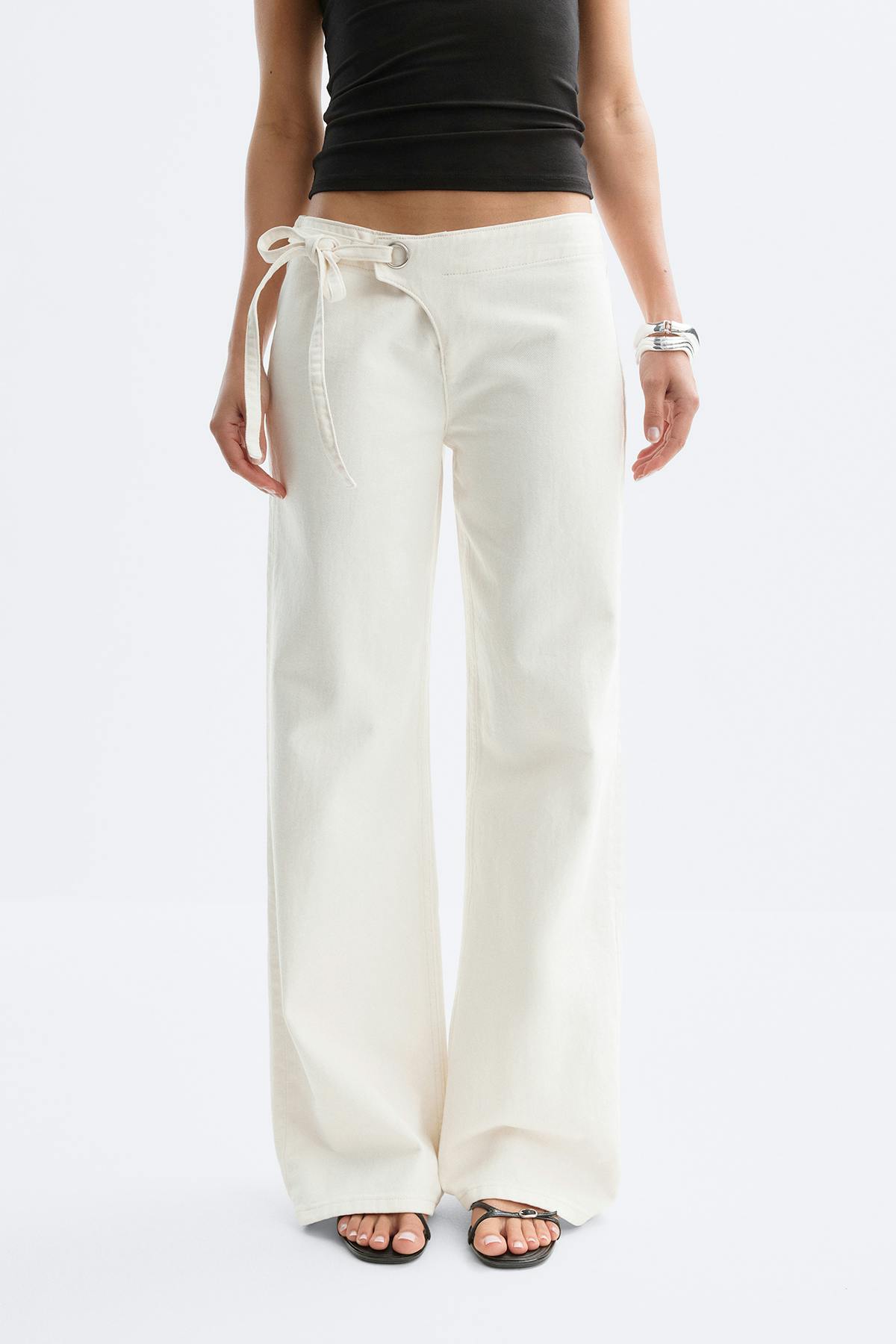 Side knot jeans - Blanc cassé