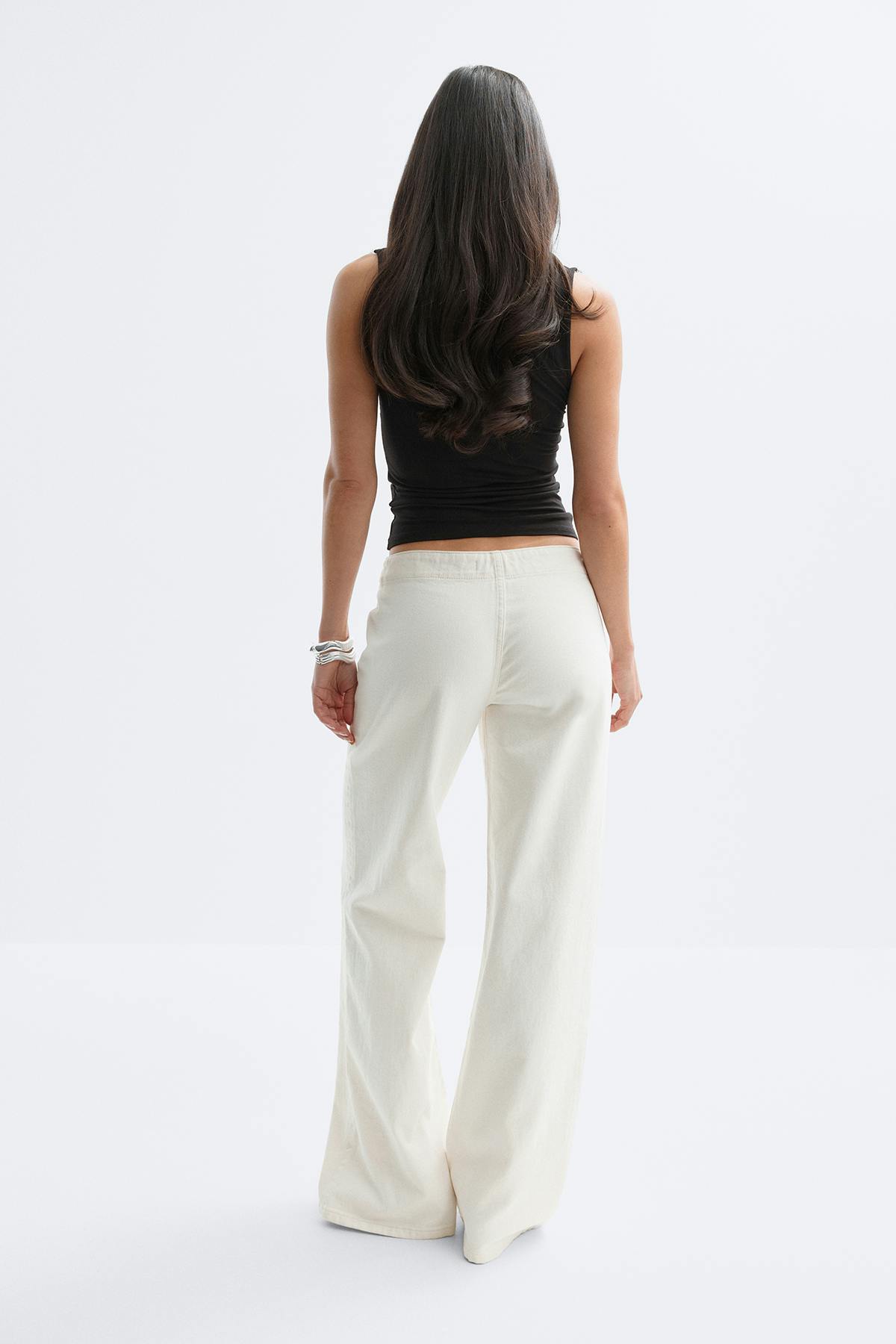 Side knot jeans - Blanc cassé