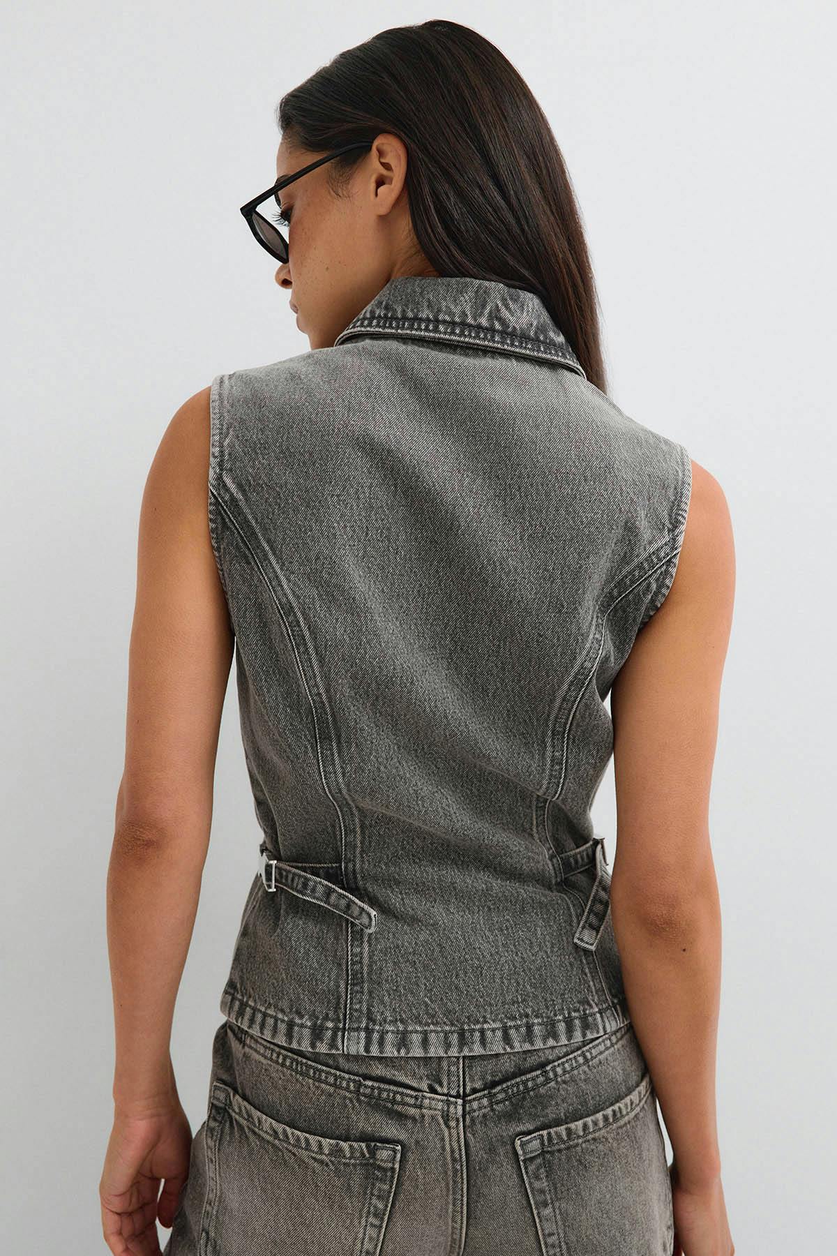 Denim vest - Washed brown