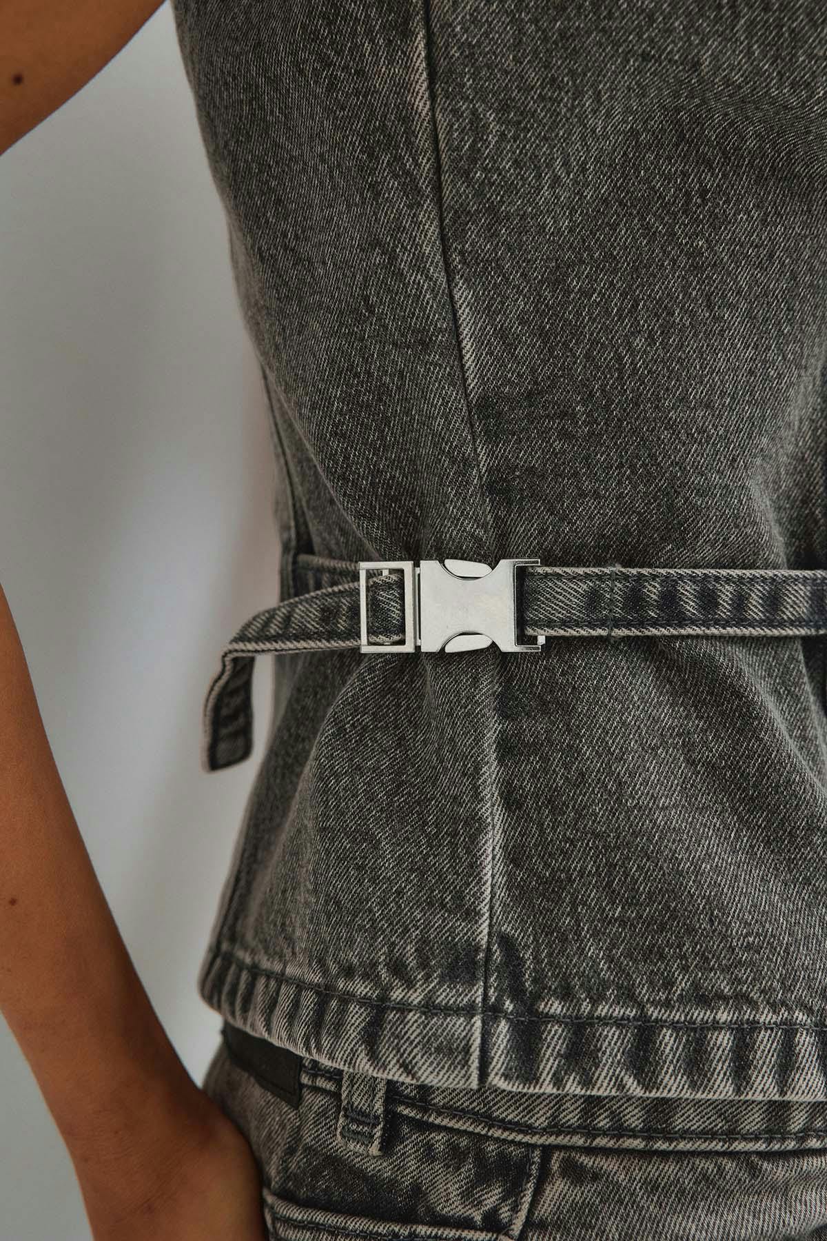 Denim vest - Washed brown