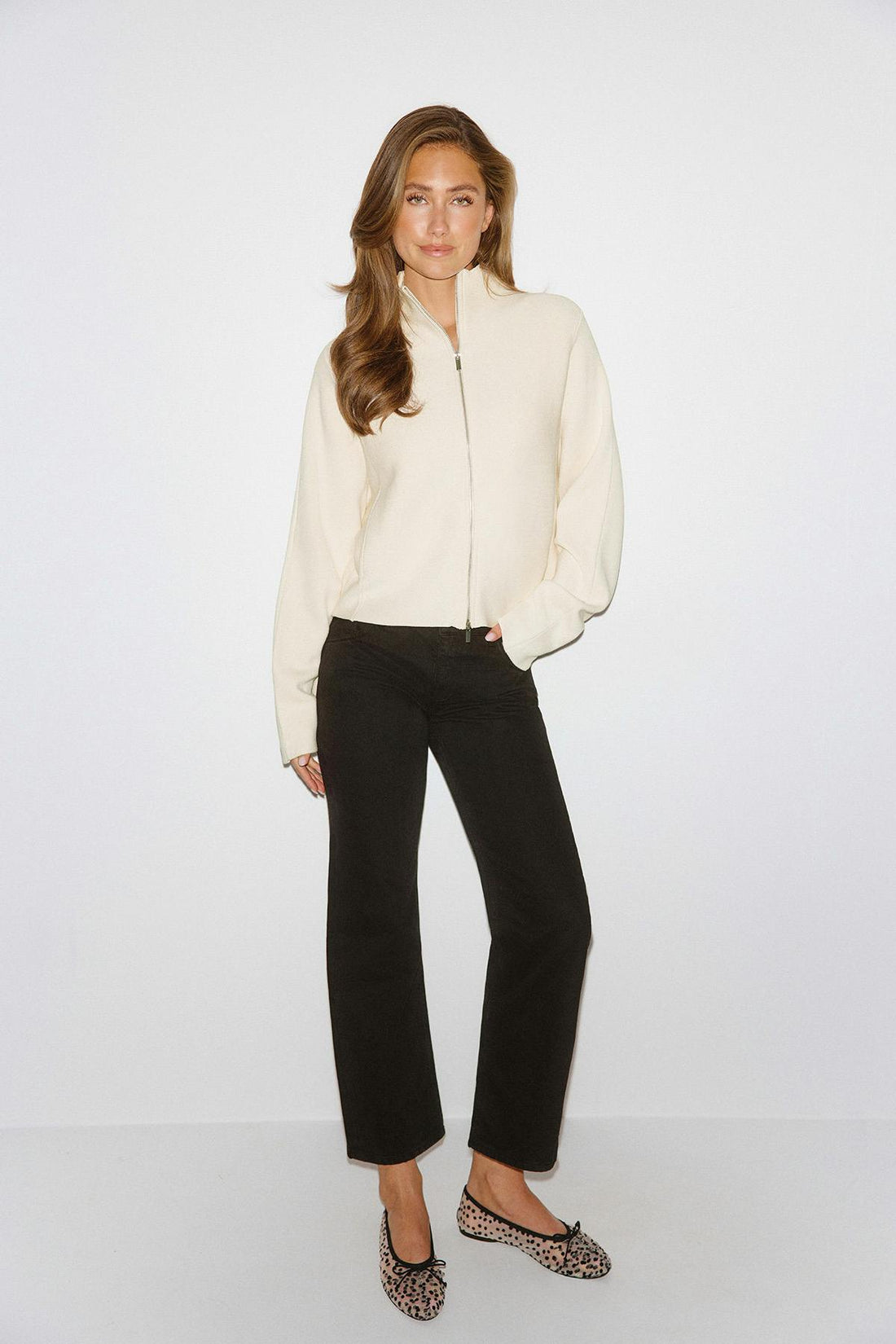 Knitted zip jacket - Gardenia
