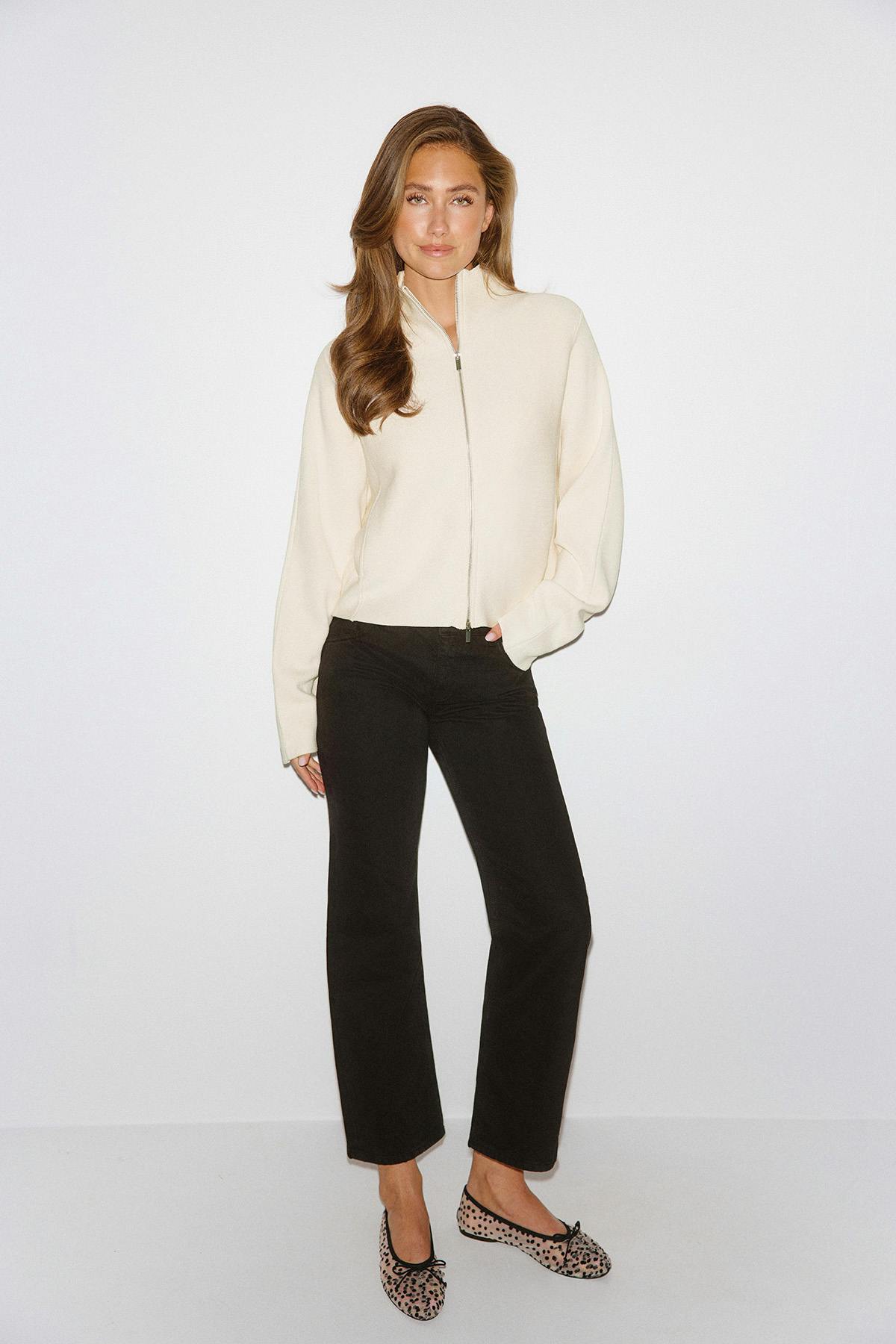 Knitted zip jacket - Gardenia