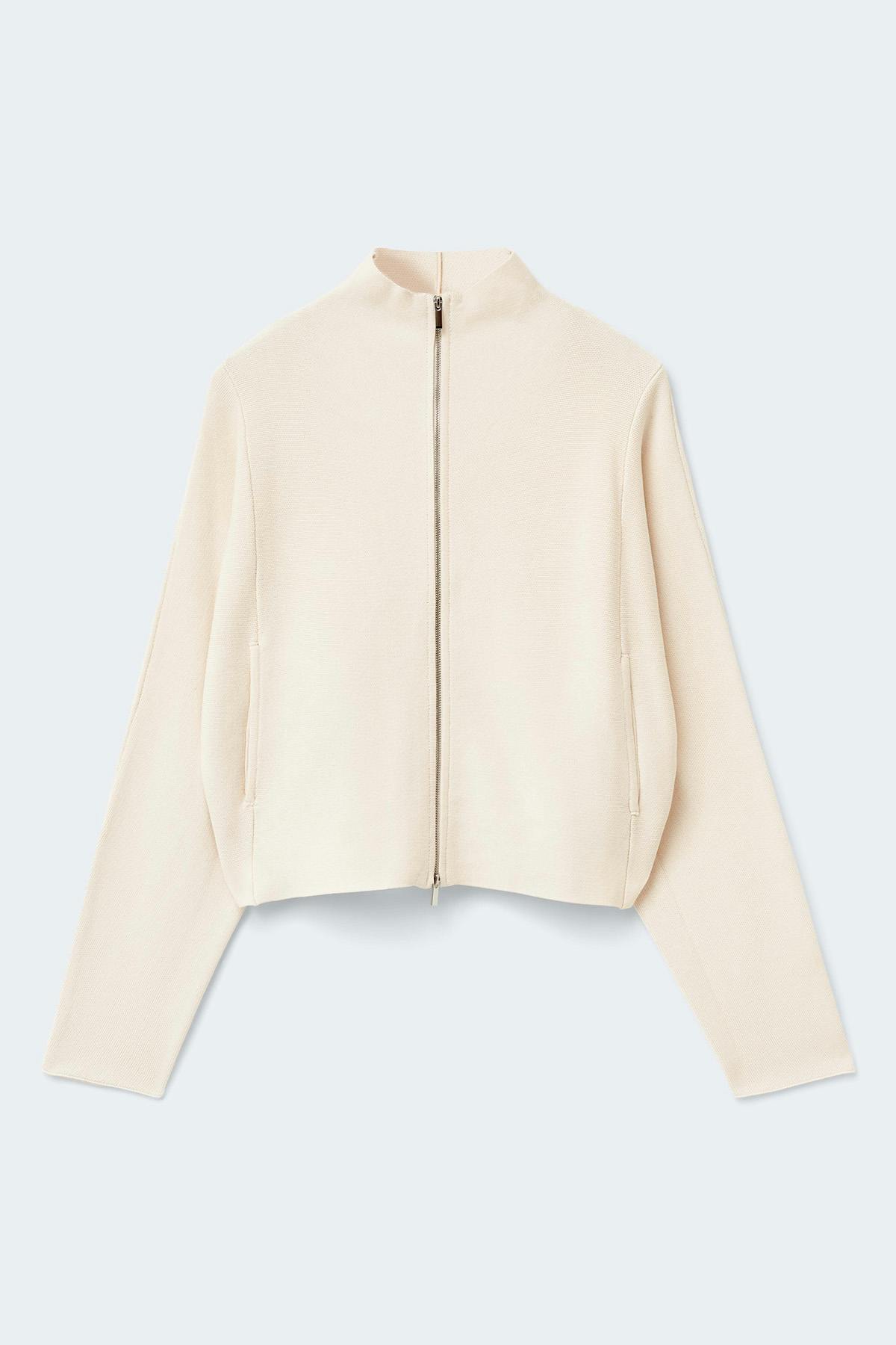 Knitted zip jacket - Gardenia