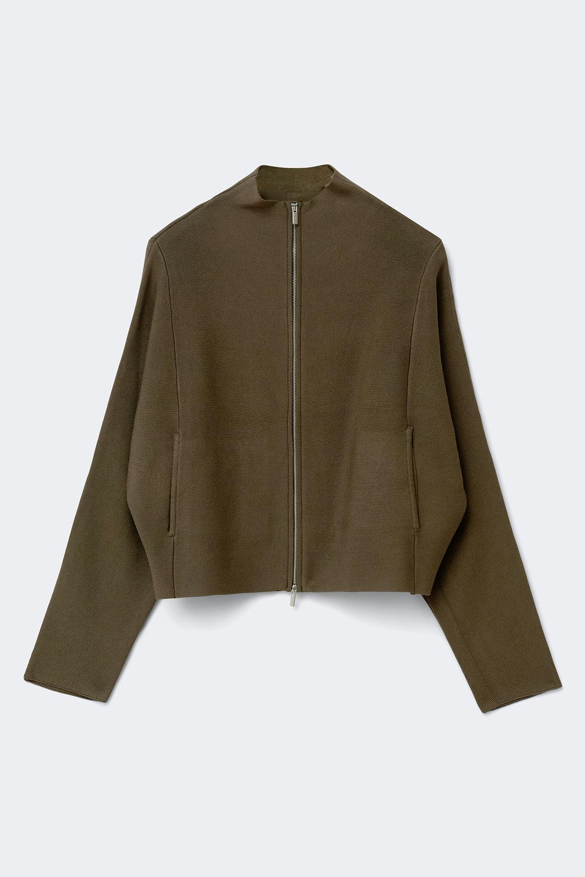 Knitted zip jacket - Grape leaf