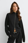 Knitted zip jacket - Seal brown