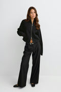 Knitted zip jacket - Seal brown