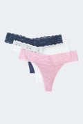 3-pack soft cotton thong - Midnight sky