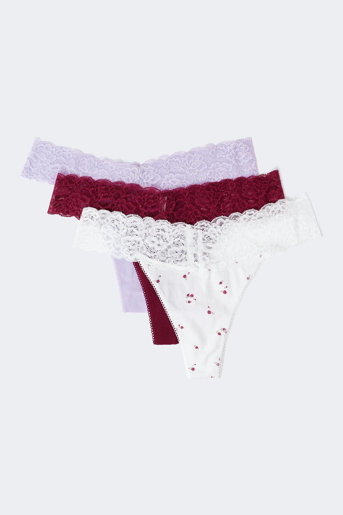 3-pack soft cotton thong - Spring garden