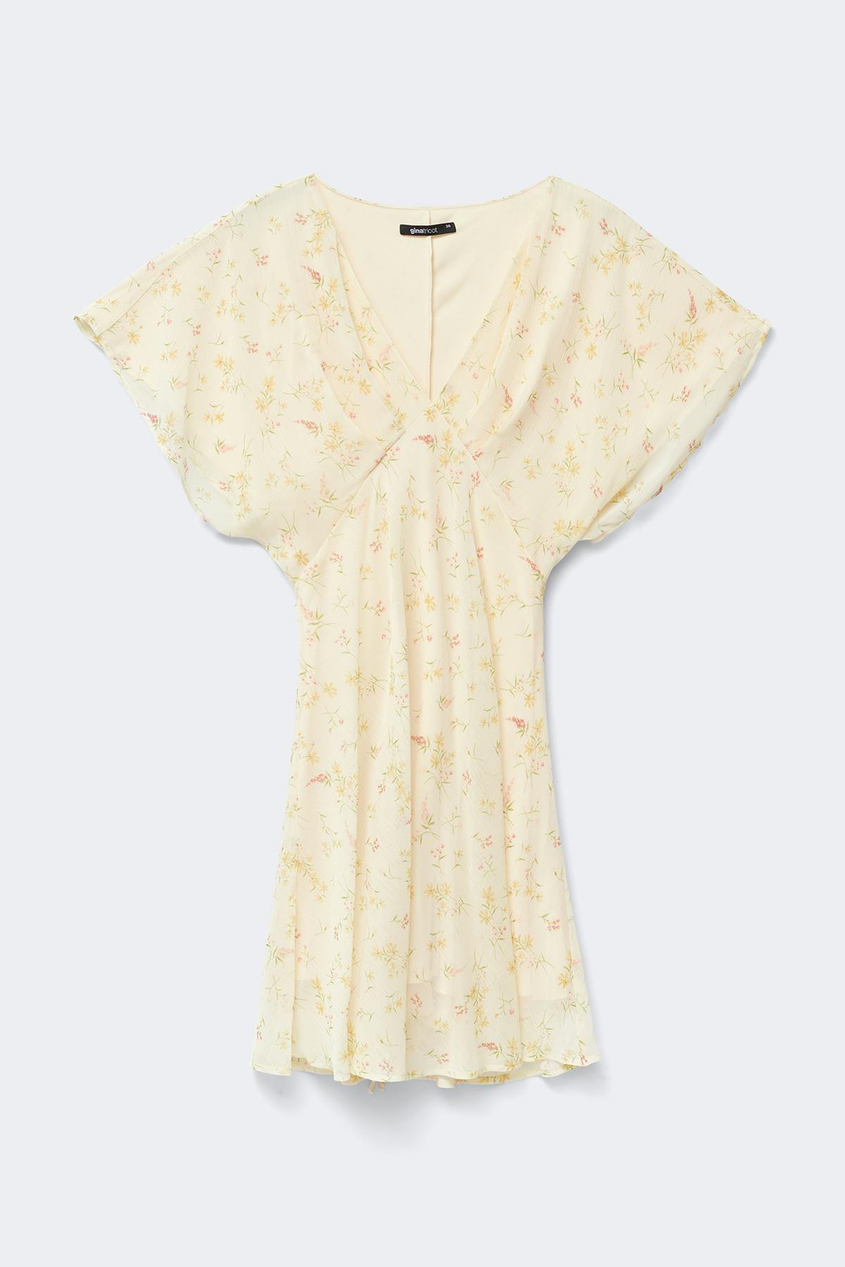 Chiffon mini dress - Yellow flower