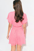 Chiffon mini dress - Corail