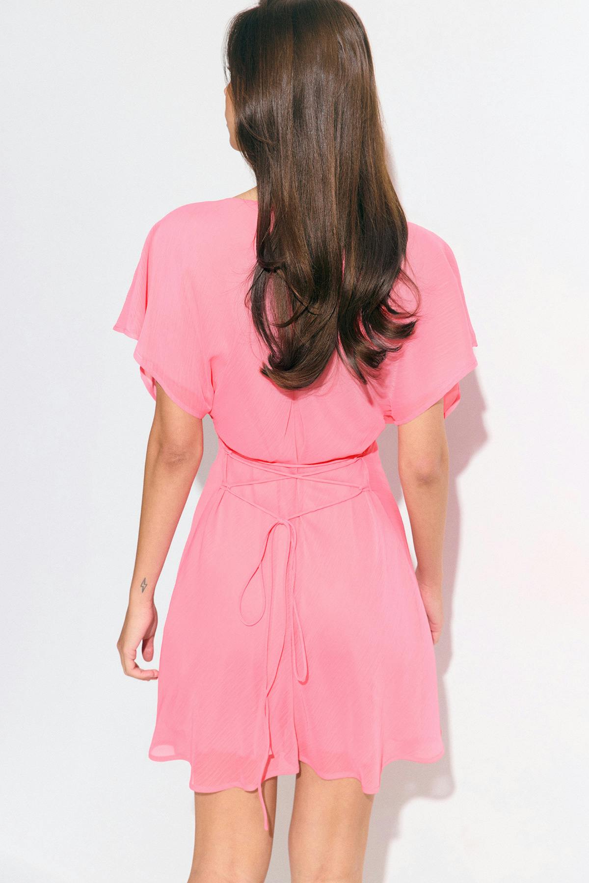 Chiffon mini dress - Corail