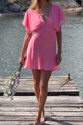 Chiffon mini dress - Yellow flower