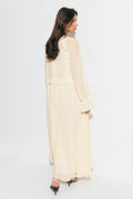 Chiffon maxi long sleeve dress - Creme