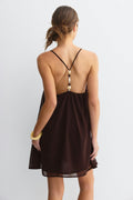 Beaded chiffon mini dress - Marron