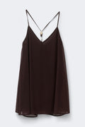 Beaded chiffon mini dress - Marron