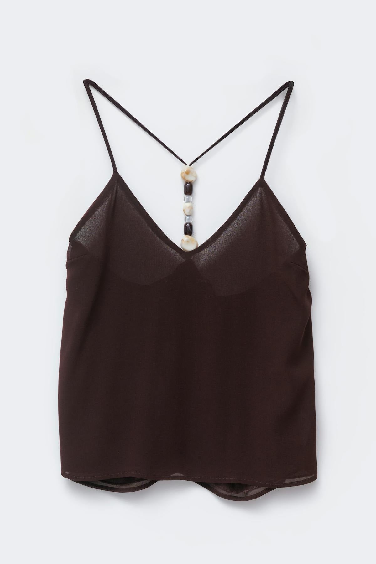 Beaded singlet - Marron