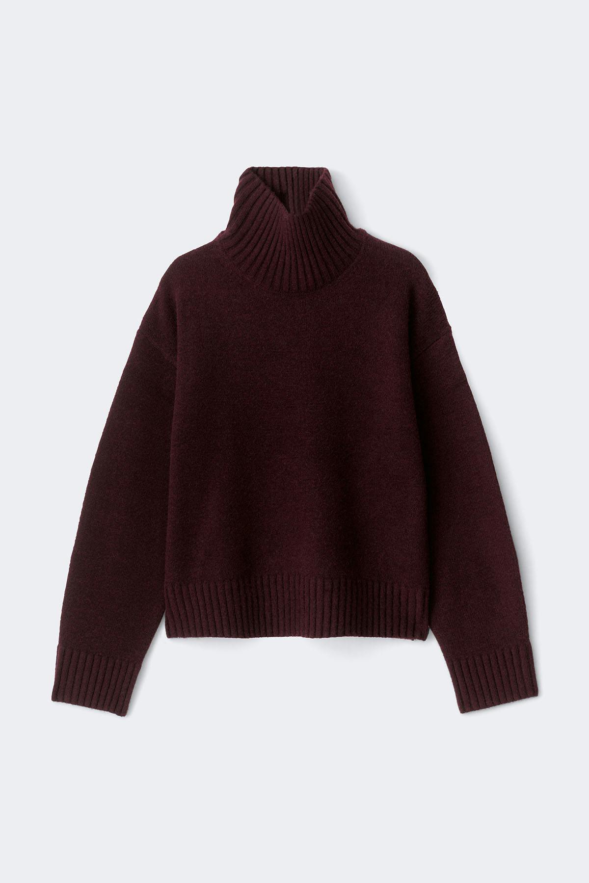 Knitted turtleneck sweater - Fir green
