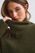 Knitted turtleneck sweater - Knit white