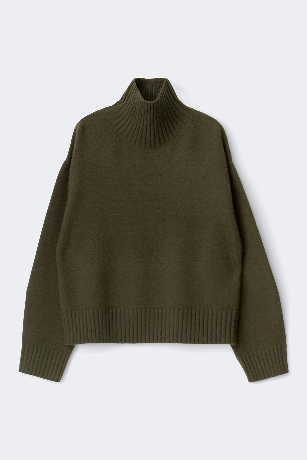 Knitted turtleneck sweater - Knit white
