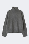 Knitted turtleneck sweater - Dark grey melange