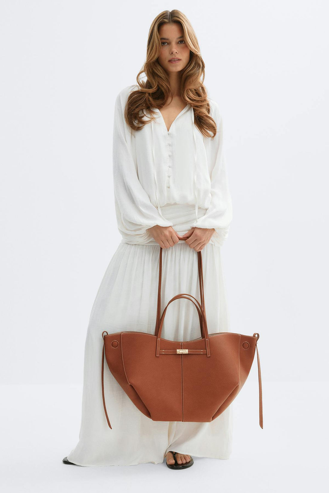 Detail strap tote bag - Camel