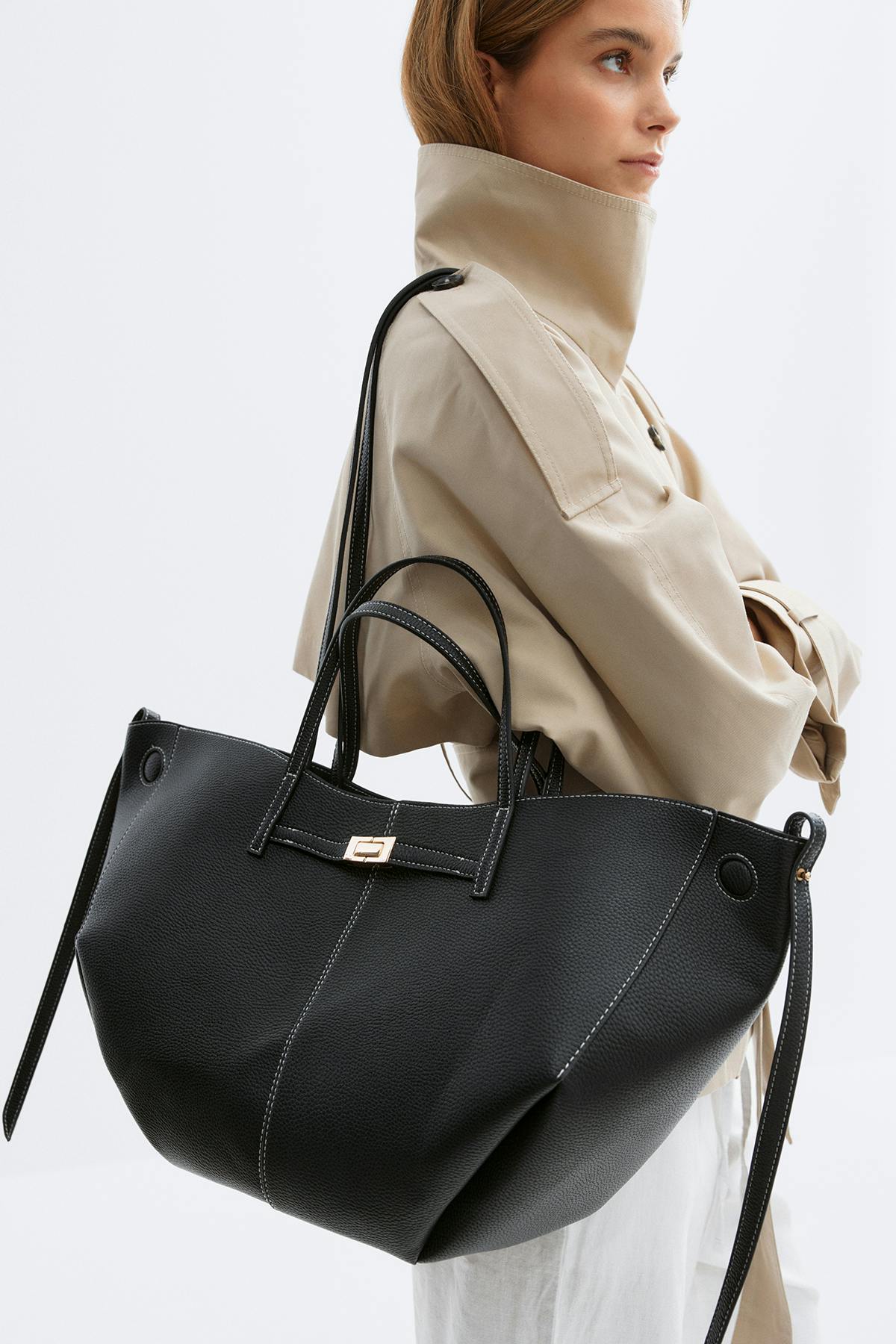 Detail strap tote bag - Espresso brown