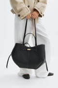 Detail strap tote bag - Black/black