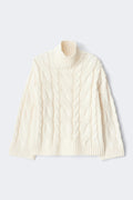 Knitted turtleneck sweater - Fir green
