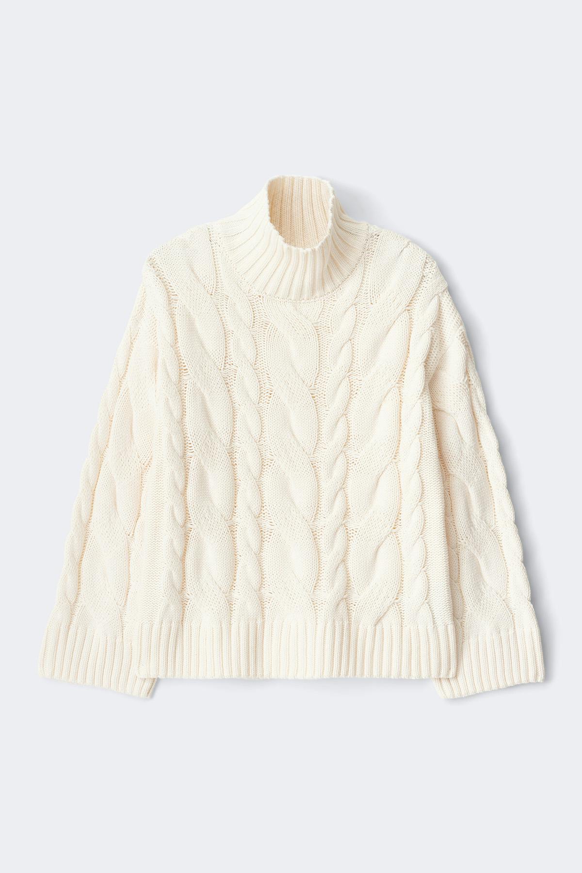 Knitted turtleneck sweater - Fir green