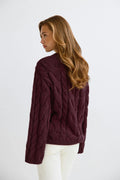 Chunky knitted cable cardigan - True blue
