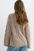 Chunky knitted cable cardigan - Pink cosmos