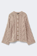 Chunky knitted cable cardigan - Pink cosmos