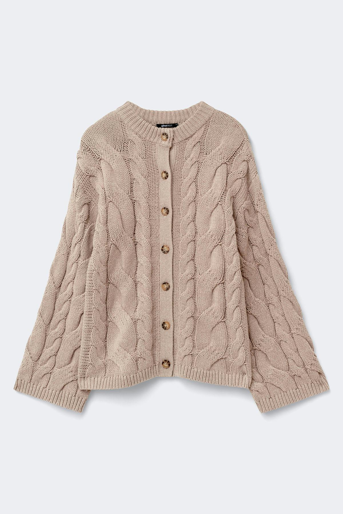 Chunky knitted cable cardigan - Pink cosmos