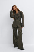 Shaped belted blazer - Noir