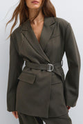 Shaped belted blazer - Vert foncé