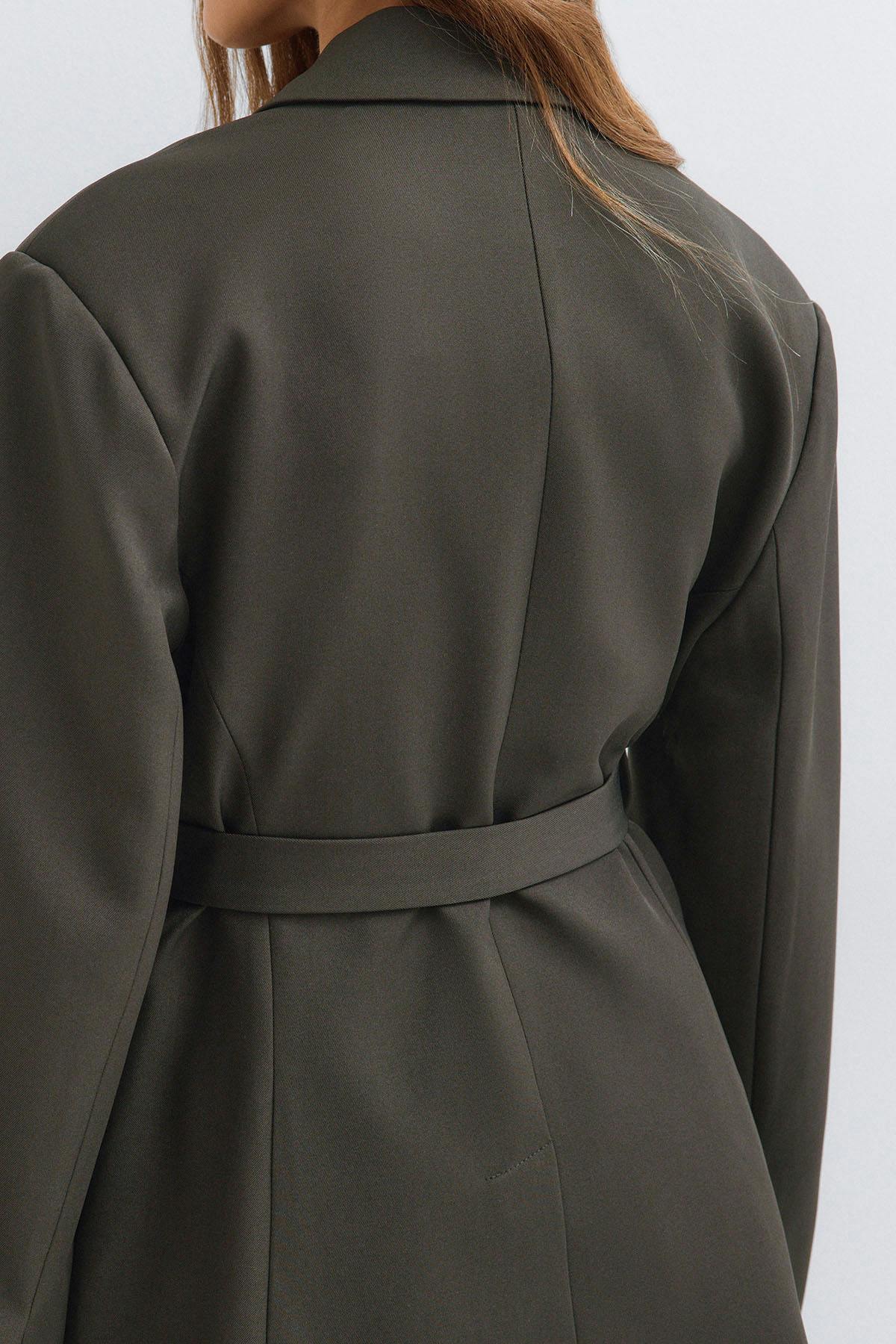 Shaped belted blazer - Vert foncé
