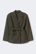 Shaped belted blazer - Vert foncé