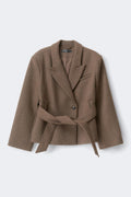 Herringbone short coat - Deep taupe