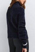 Alpaca funnel knitted cardigan - Blanc cassé