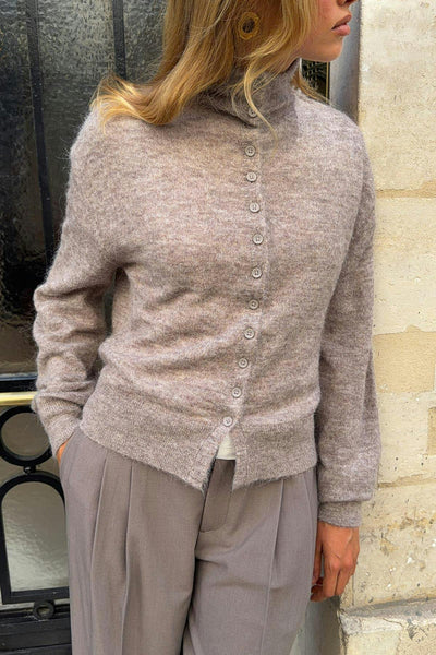Alpaca funnel knitted cardigan