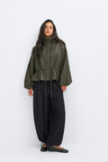 Frill pu jacket - Vert foncé