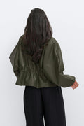 Frill pu jacket - Vert foncé